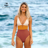 Cupshe Plunge Neck Colorblock ชุดว่ายน้ำชิ้นเดียวสำหรับผู้หญิงเซ็กซี่ cutout เปลือย Monokini ชุดว่ายน้ำ2023อาบน้ำชุดชายหาดสูท