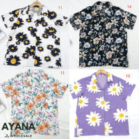 พร้อมส่ง เสื้อเชิ้ตคอปกเเฟชั่นลายดอกไม้ ทรงเกาหลี การตัดเย็บดี ทรงสมส่วน ไม่สั้นเต่อ แมทง่าย