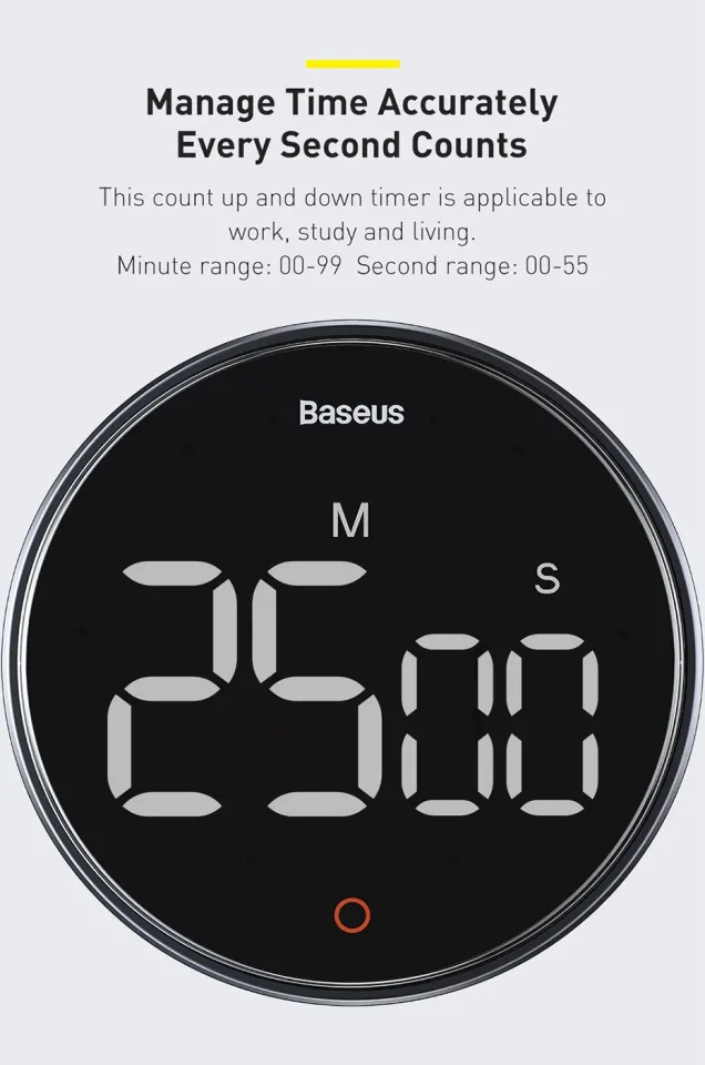 Baseus Magnetic Digital Timers Manual Countdown Kitchen Timer Countdown  Alarm Clock Mechanical Cooking Timer Alarm Counter Clock Meeting timer