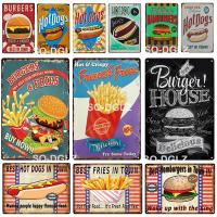 Lupeishop BURGERS &amp; FRIES ป้ายดีบุกป้ายโลหะ Vintage Bar ตกแต่ง-อิตาเลี่ยน Home Decor ผนังผ้าใบผับภาพวาดโปสเตอร์ Gift