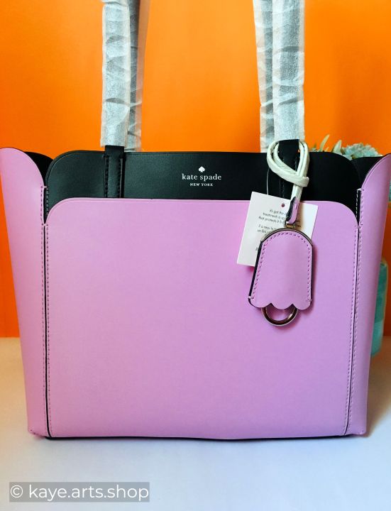 Kate Spade Black & Pink Magnolia Street Double Pocket Tote Bag Handbag Purse