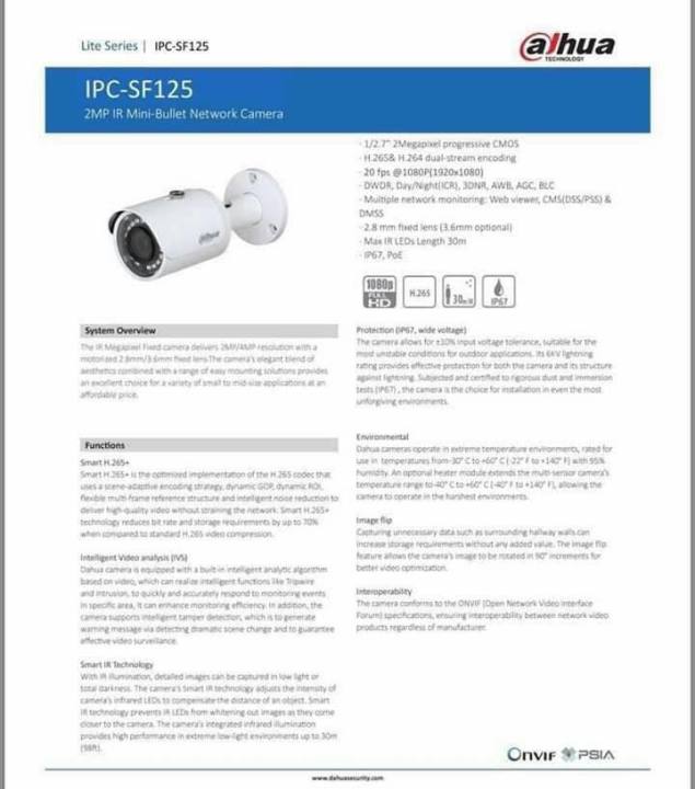 dahua-กล้องวงจรปิด-ip-camera-2mp-ir-mini-bullet-network-camera-รุ่น-ipc-sf125