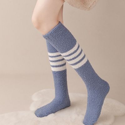 [ใหม่] ฤดูใบไม้ร่วงและฤดูหนาว Warm Coral Fleece ถุงเท้าใหม่แฟชั่นลาย Thicken ถุงเท้า ElasticThigh ถุงน่องสูงสำหรับผู้หญิง