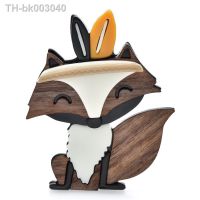 ✇☎♀ Wuli amp;baby Wooden Fox Brooches For Women 2-color New Design Lovely Fox Animal Causal Party Brooch Pins Gifts