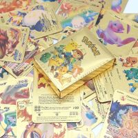 55PCS Cartas Pokemon Gold Cards English Foil Gold Silve Cards Metalicas Charizard Vmax Gx Game Card