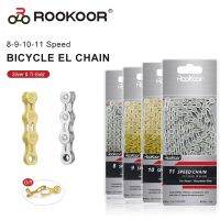 Rookoor MTB Road Bicycle Chain 8 9 10 Speed Silver Titanium Plated EL Half Hollow Chains 116 Links Bike Part Accessories