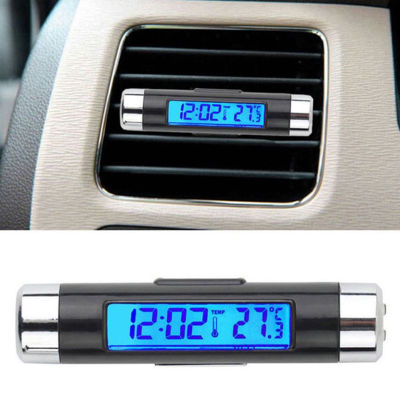[Carmelun] นาฬิกา LCD ดิจิตอลรถ2 In 1/จอแสดงอุณหภูมินาฬิกาอิเล็กทรอนิกส์เครื่องวัดอุณหภูมิ