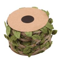 Superior Home Shop 5M Natural Jute Twine Burlap Leaf Ribbon With Artificial Vine Green Leaves Wedding Home Garden Decor