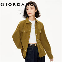 GIORDANO Women Shirts Double Pockets Chunky Warm Shirts Retro Fabric Long Sleeve Simple Fashion Casual Loose Shirts 18343920