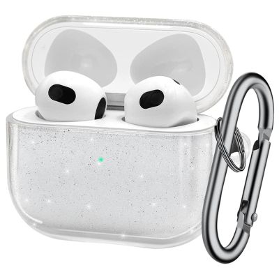 Bling Glitter Soft TPU Earphone Case with Keychain for Airpods Pro 2 2022 2nd Generation Air Pods 3 1 3rd Gen Cover Accessories Headphones Accessories