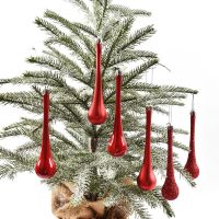 Christmas decorations scene arrangement pendant red 15CM water drop Christmas tree ornaments shopping mall ornaments 6 packs