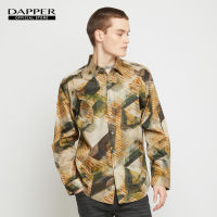 DAPPER เสื้อเชิ้ตแขนยาว Hexagon Drawing Print สีเขียว