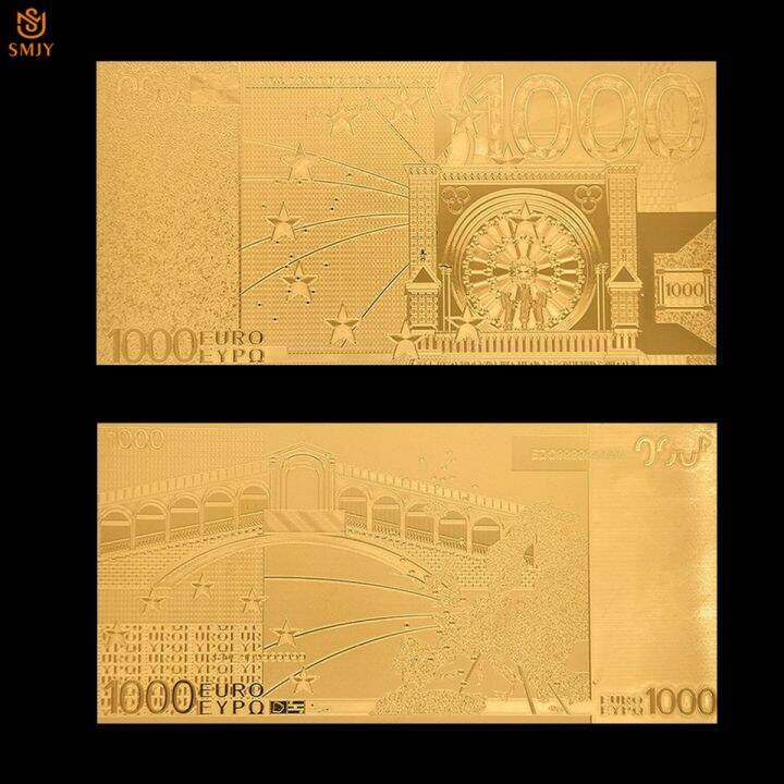 24k European Gold Banknote 1000 Euro Gold Foil Banknote Value Replica