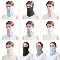 OKDEALS 1ชิ้นผ้าพันคอ Balaclava กันลมระบายอากาศได้,เฮดแวร์ขี่จักรยานคลุมหัวที่คาดผมมีหูผ้าคลุมไหล่ผ้าคลุมหน้าคอผ้าคลุมหน้ากันแดดผ้าไอซ์ซิลค์