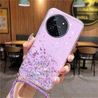 เคสมือถือ Realme11 RealmeC51 NFC Realme 11 NFC C51 4G 5G กันแดดป้องกันปลอกโปร่งใสซิลิโคนแวววาวท้องฟ้าเต็มไปด้วยดวงดาวเคสอ่อนพร้อมสายรัดสายห้อยคอปกหลัง