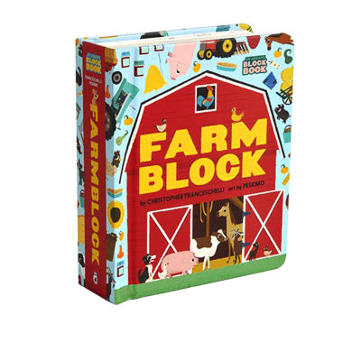 Creative farm farmblock hollow out design modeling cardboard book cut out book English original childrens color fun cognition hardcover picture book special-shaped book alphablock creative letters the same series