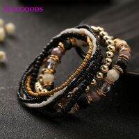 7 Pcs/Set Four Seasons Bohemian Multi-layer Beaded Jewelry and Women Elastic Bracelet 2019 New Wireless Earbuds Accessories