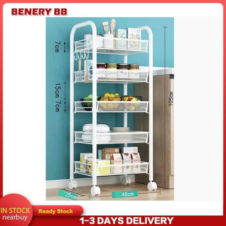 Hot Sale🔥 5 Floor Storage Rack Trolley Cart hold Kitchen Storage Bag