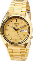 Seiko Mens SNXL72 Seiko 5 Automatic Gold-Tone Stainless Steel Bracelet Watch with Patterned Dial