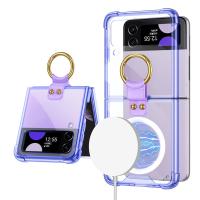 Magsafe Magnetic Wireless Charging Case For Samsung Galaxy Z Filp 4 3 Transparent Ring Holder Bracket Folding Shockproof Cover