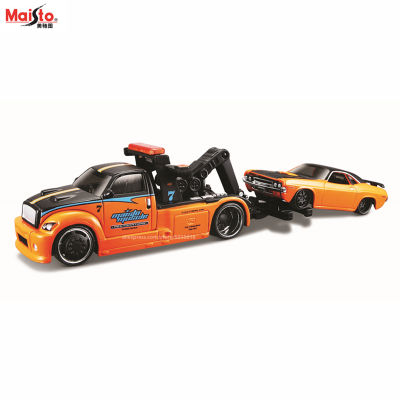 Maisto 1:64 Tow Vehicle 1970 Dodge Challenger RT Design elite transport Die-casting car model collection gift toy