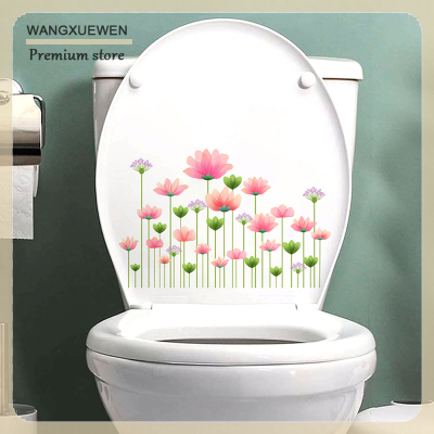 COD สติ๊กเกอร์ห้องน้ำนกดอกไม้1ชิ้น WC แบบมีกาวในตัวสติ๊กเกอร์ติดห้องน้ำแบบถอดได้สำหรับตกแต่งผนังห้องตกแต่ง