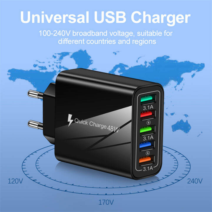 clearance-อะแดปเตอร์-usb-มือถือ48w-ปลั๊ก11ติดผนังสำหรับ-qc-พอร์ตเครื่องชาร์จอียูชาร์จเร็ว-x-12-5-13ชาร์จเร็ว