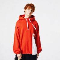 EAFINETAL 18AW Hoodies Sweatshirts Loose Street Wear Oversized Splicing Hem Drawstring Hooded Sweater [Sale]