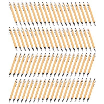 80 Pcs Ballpoint Pen Set Bamboo and Wood Writing Tools, 40 Pcs Black Ink &amp; 40 Pcs Blue Ink