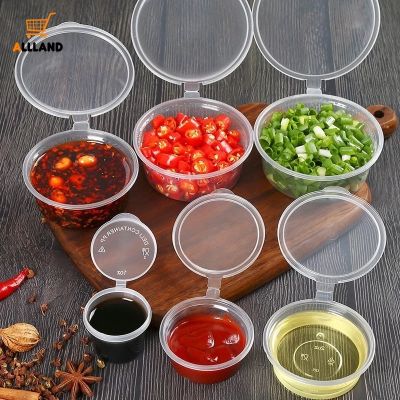 10 Pcs Mini Disposable Sauce Spices Seal Box/ Plastic Food Sealed Container/ Portable Kitchen Takeaway Box with Hinged Lids