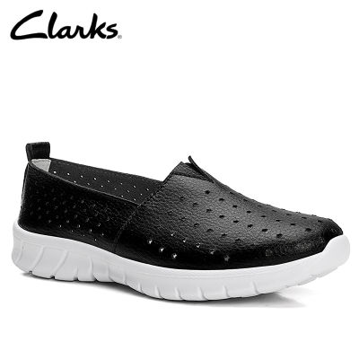 Clarks_ รองเท้าลำลองสตรี Step AllenaSea รองเท้าแตะไมโครไฟเบอร์สีขาว
