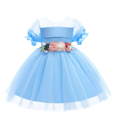 Cute Bowknot Dress Kids Girl Princess Dress Party Wedding Clothing Sequined Puffy skirt Children Catwalk Dresses Costume