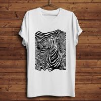 Abstract Zebra Stripes Funny Artistic T Shirt Men White Homme Cool Geek Tshirt