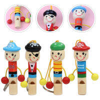 WINOMO 4PCS การ์ตูนไม้โจรสลัดนกหวีดโจรสลัดพวงกุญแจนกหวีดของเล่น Noisemaker ของเล่น