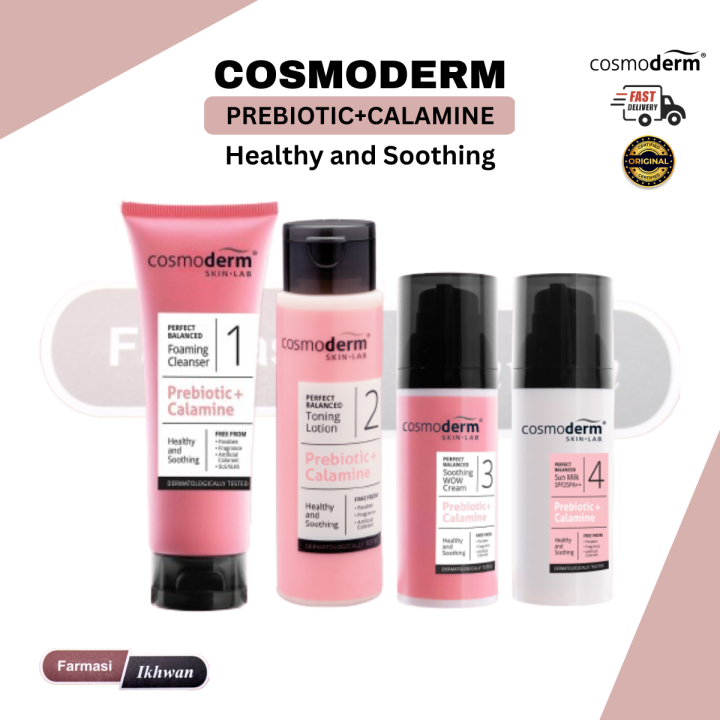 Cosmoderm Prebiotic Calamine Foaming Cleanser/ Toning Lotion/ Soothing