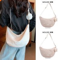 Summer large-capacity commuter all-match Messenger dumpling bag women 2023 new trendy casual sports Oxford canvas bag 【QYUE】