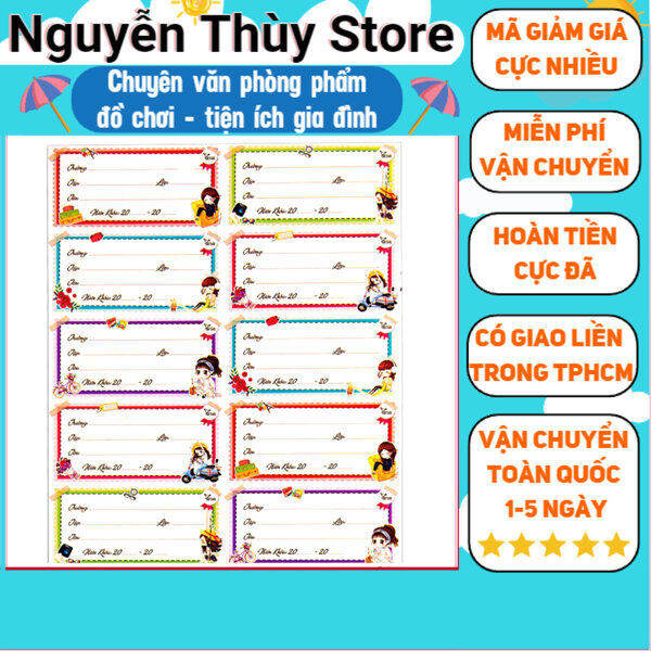 Combo 50 nhãn vở nhãn tập sách giá rẻ loại đẹp ✓nhãn vở cute ...