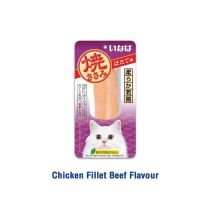 INABA Yaki Grilled Chicken Fillet Beef Flavour อินาบะ ยากิ ขนมแมวชิ้น สันในไก่ย่าง รสหอยเชลล์ ขนาด 25 กรัม