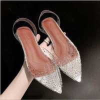 รองเท้าแตะ size 35-42 Diamond Flat ส้นใส แต่งเพชร สวยๆมาแล้วจ้า 916