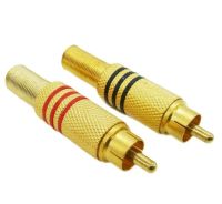 เเจ็ค RCA ตัวผู้ แถบแดง/ดำ ชุบทอง Gold-Plated Lotus AV Audio Video Plug Wobbler RCA Plug Welding Connector