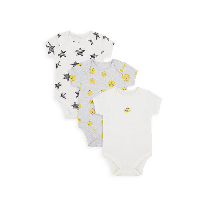 ชุดบอดี้สูทเด็กทารก-mothercare-shine-bright-star-and-spot-bodysuits-3-pack-yc180