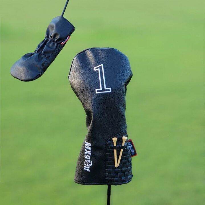 simple-universal-golf-club-headcovers-with-spikes-tee-for-driver-fairway-wood-hybrids-covers-waterproof-pu-leather-protector