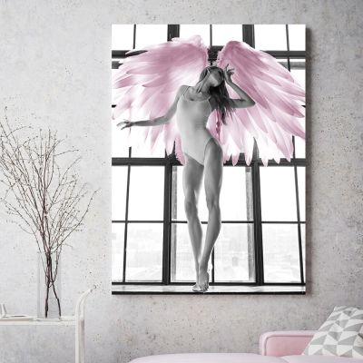 ผู้หญิงผิวดำสีชมพูโปสเตอร์นอร์ดิกศิลปะผ้าใบพิมพ์จิตรกรรมฝาผนังรูปภาพที่ทันสมัย HD ภาพตกแต่งบ้าน Unframe