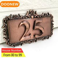 House Number Door Plate Custom Sign Number Sticker For Hotel Apartment  ABS Plastic 2 Digits With A Frame Imitation Metal Bronze Wall Stickers Decals