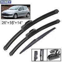 Xukey 3Pcs Front Rear Windscreen Wiper Blades Set For Peugeot 206 Hatchback 2006 2005 2004 2003 2002 2001 26"16"14"