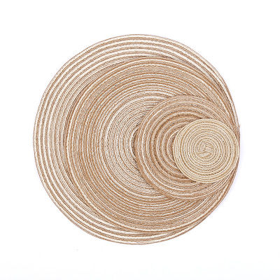 1PCS Coaster Table Mat Ramie Insulation Pad Solid Round Design Placemats Linen Non Slip Kitchen Accessories