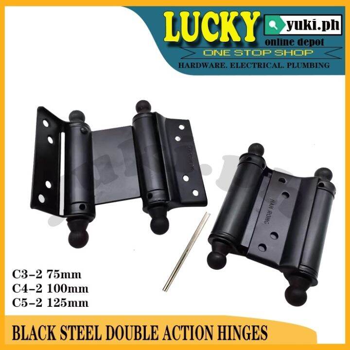 BLACK STEEL DOUBLE ACTION SPRING HINGES SOLD PER PAIR (3X3) / (4X4