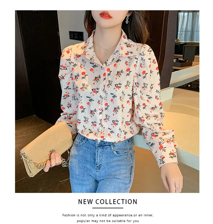 ZXIU Spring Long Sleeve Blouse New Fashion Floral Shirts For Women Korean  Sweet Versatile Female Tops