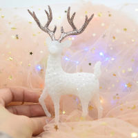 【cw】Christmas Crystal Deer White Flash Cake Dessert Decor Forest Elk Kids Merry Christmas Gift Natal Navidad Noel New Year Decor ！