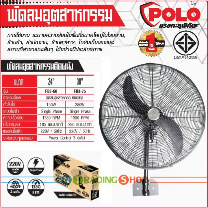 polo-พัดลมอุตสาหกรรม-ติดผนัง-พัดลมโรงงาน-ระบายอากาศ-ขนาด-24-นิ้ว-และ-30-นิ้ว-รุ่น-fb3-60-และ-fb3-75-มีมาตรฐาน-มอก-934-2558